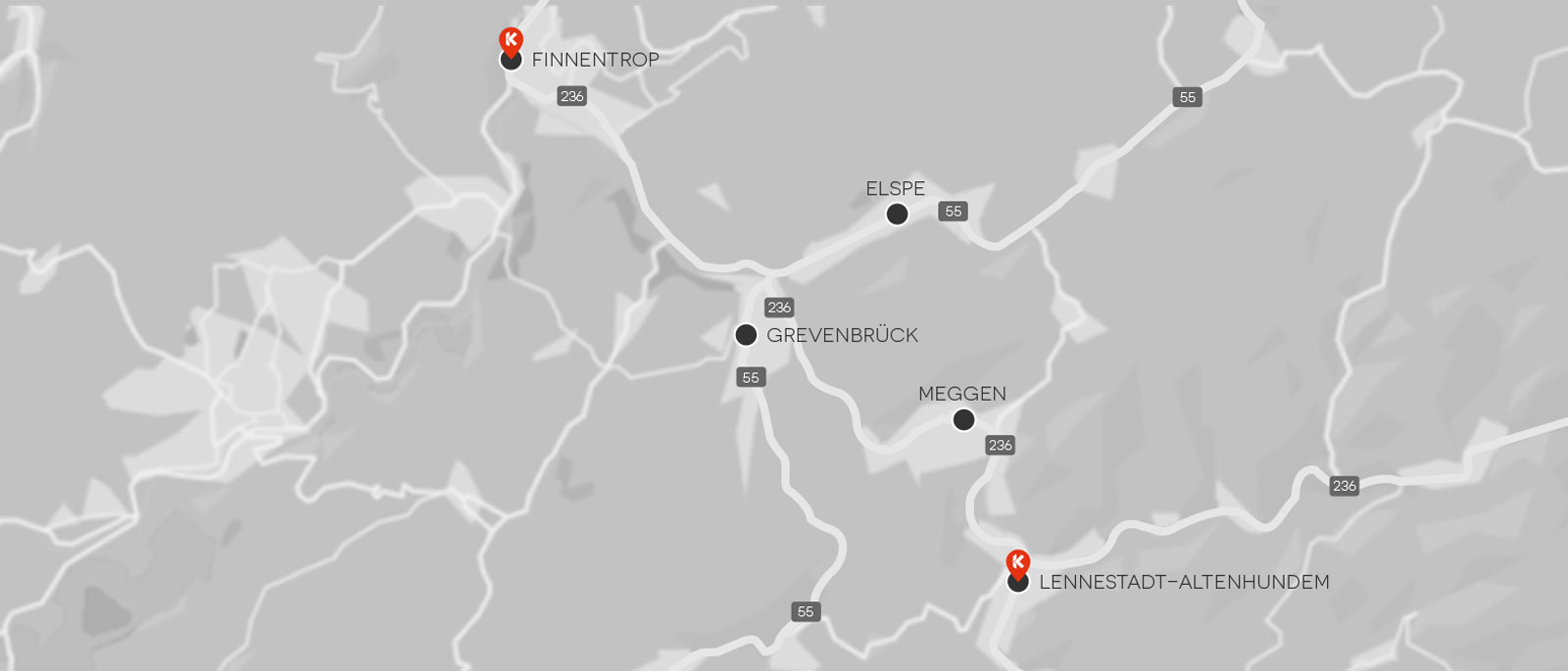 Die Karte mit den beiden Standorte in Finnentrop und Lennestadt